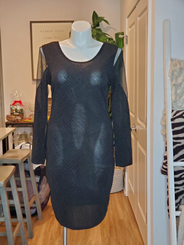 Fashion to Figure Shimmer and Sheer Black Cocktail Dress