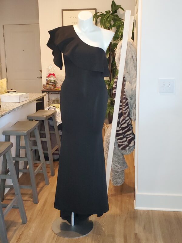 Black Off the Shoulder with the Frills Formal Gown